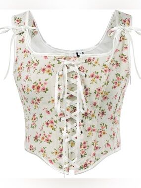 Scarlet Darkness Women's Victorian Lace-Up Floral Piercing Corset Small Like New